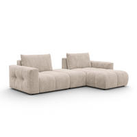 ECKSOFA VERONA 4-Sitzer RECHTS, Beige - Beige/Schwarz, Holz/Textil (282/173cm) - Courtois Laville