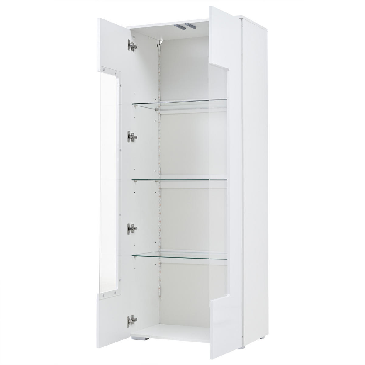 VITRINE Hochglanz LED Acryltüren Gehärtetes Glas Weiß - Weiß, Holzwerkstoff (70/173/40cm) - FLIEKS
