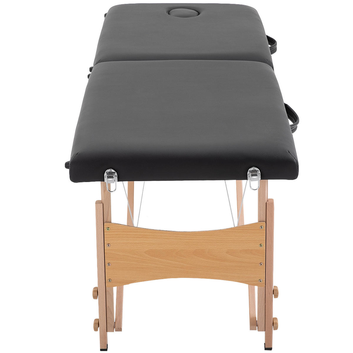 MASSAGELIEGE Mobiler Massagetisch Höhenverstellbar Kosmetik Bank Holz Schwarz - Schwarz, Kunststoff (60/58/186cm) - HOMCOM