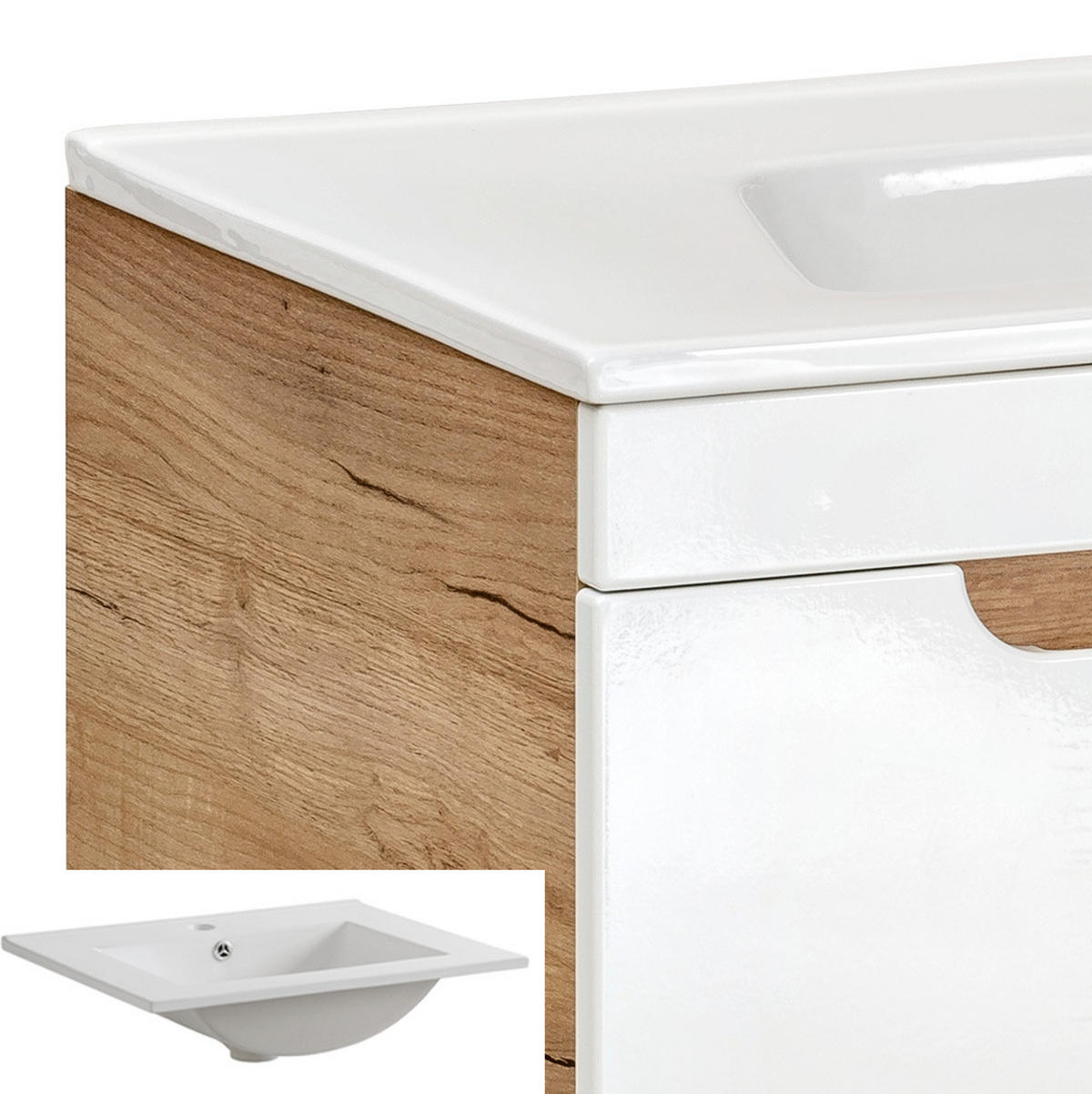 WASCHTISCH Luton-56 - Weiß, Holzwerkstoff (61/61/46cm) - Lomado