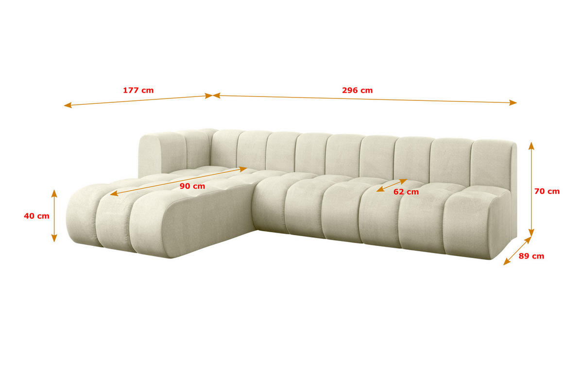 ECKSOFA modulares Sofa Darnel-L2 - 296x177x70 cm Beige - Beige, Holzwerkstoff/Textil (296/177cm) - ALTDECOR