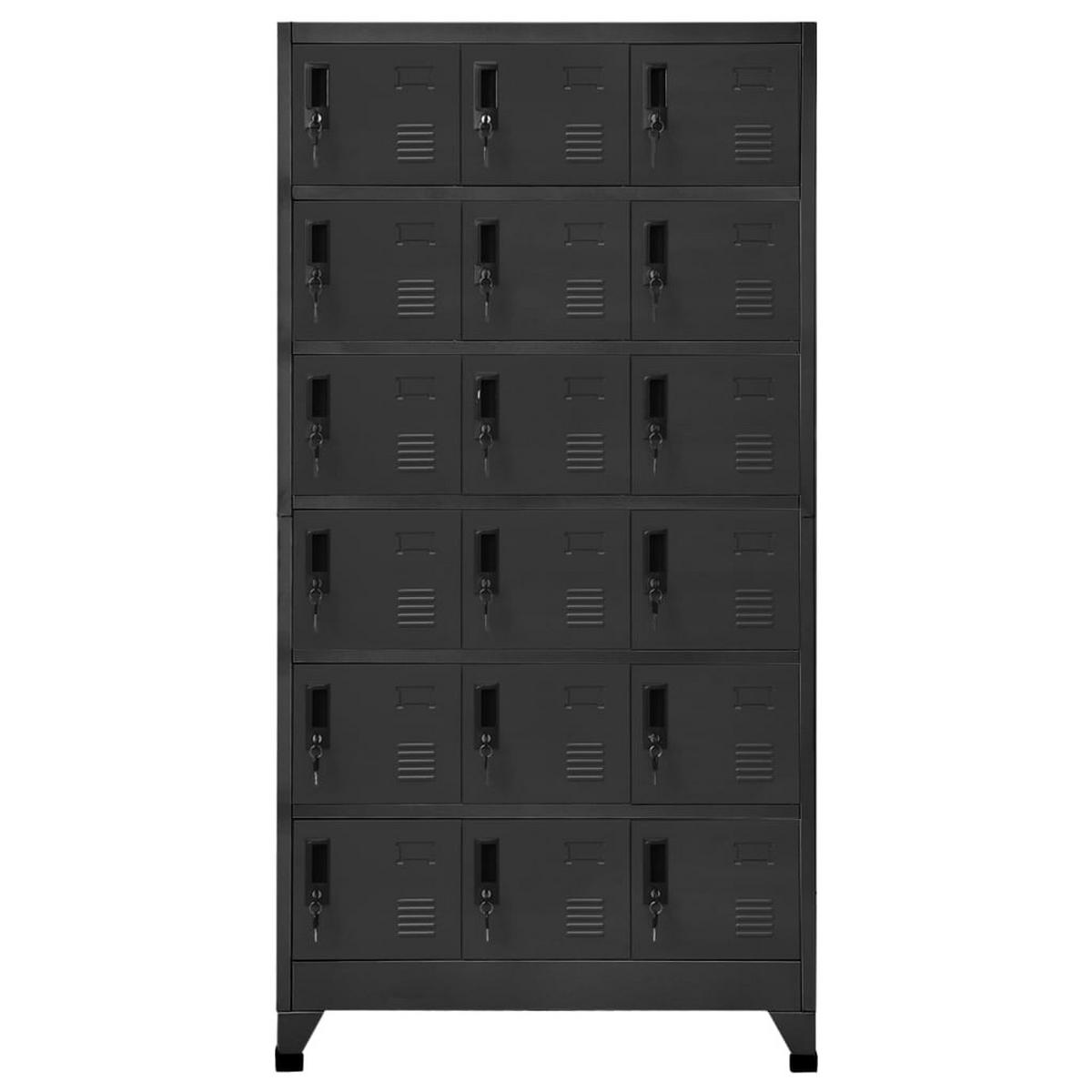 SCHLIESSFACHSCHRANK mit 18 Schließfächern, 90/40/180 cm, aus Stahl, in Anthrazit - Anthrazit, Metall (90/180/40cm) - vidaXL