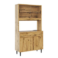 BUFFETSCHRANK DE-38600 100/40/185 cm LED-Beleuchtung und integrierte Steckdose Eiche - Eichefarben, Holzwerkstoff (100/185/40cm) - ComfortXL