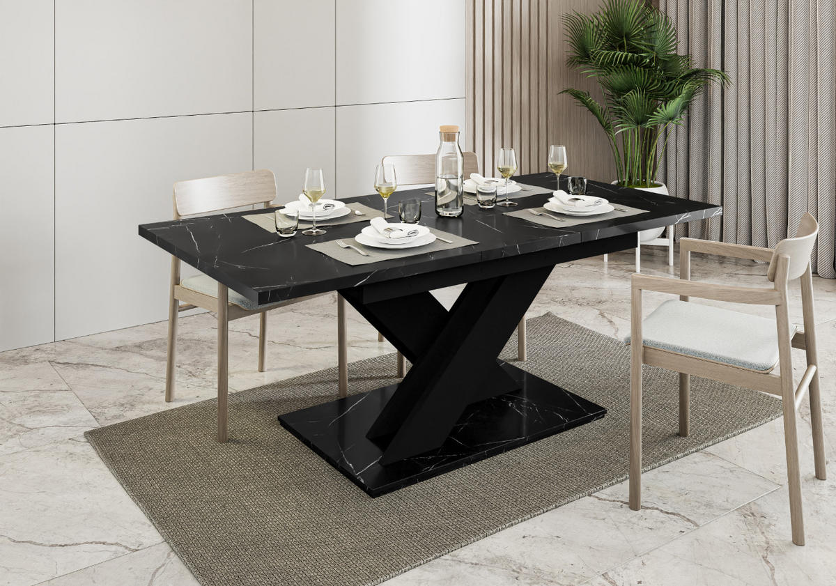 ESSTISCH Ausziehbar 140-180 cm Schwarz Marmor-Optik - Schwarz, Holzwerkstoff (180/80/75cm) - Home Collective