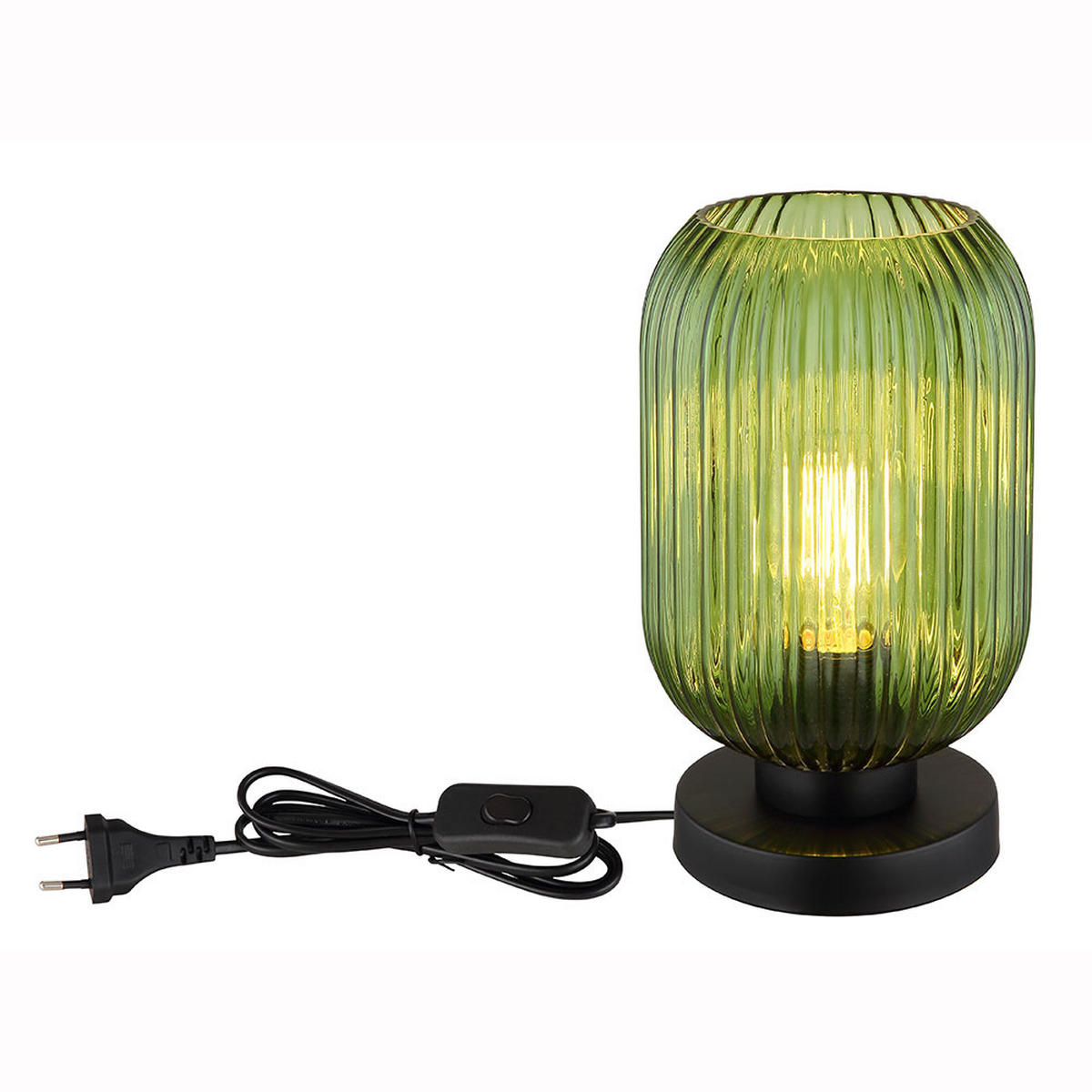 LED TISCHLEUCHTE Metall Schwarz Grün - Grün, Glas (14/14/24cm) - Globo Lighting