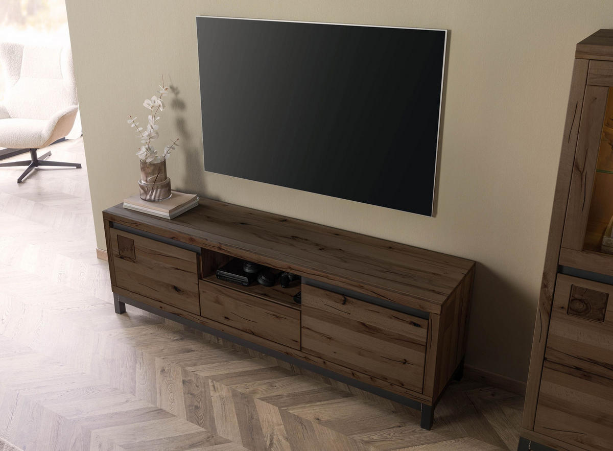 TV-BOARD Kernbuche 170x40x56 tabacco braun geölt VILLANDERS #213 - Dunkelbraun, Holz (170/56/40cm) - Massivmoebel24