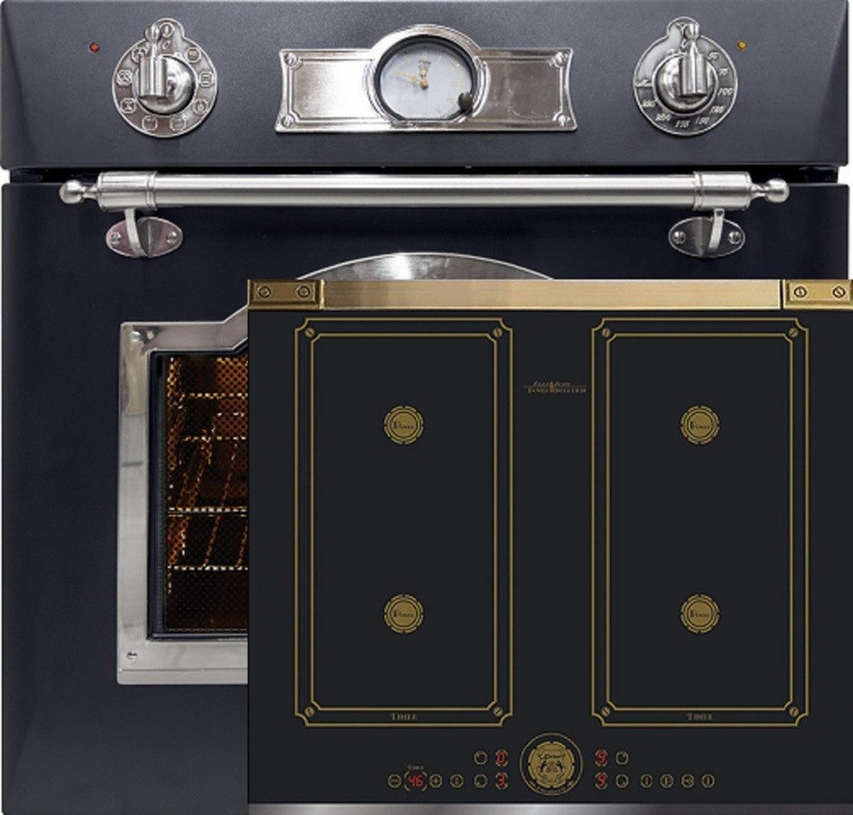 BACKOFEN-SET Elektro Einbau Backofen 60 cm EH 6355 Em Sil+KCT 6745 AD Induktionskochfeld 60 cm - Schwarz, Metall (59.4/59.4/56.6cm) - Kaiser Küchengeräte
