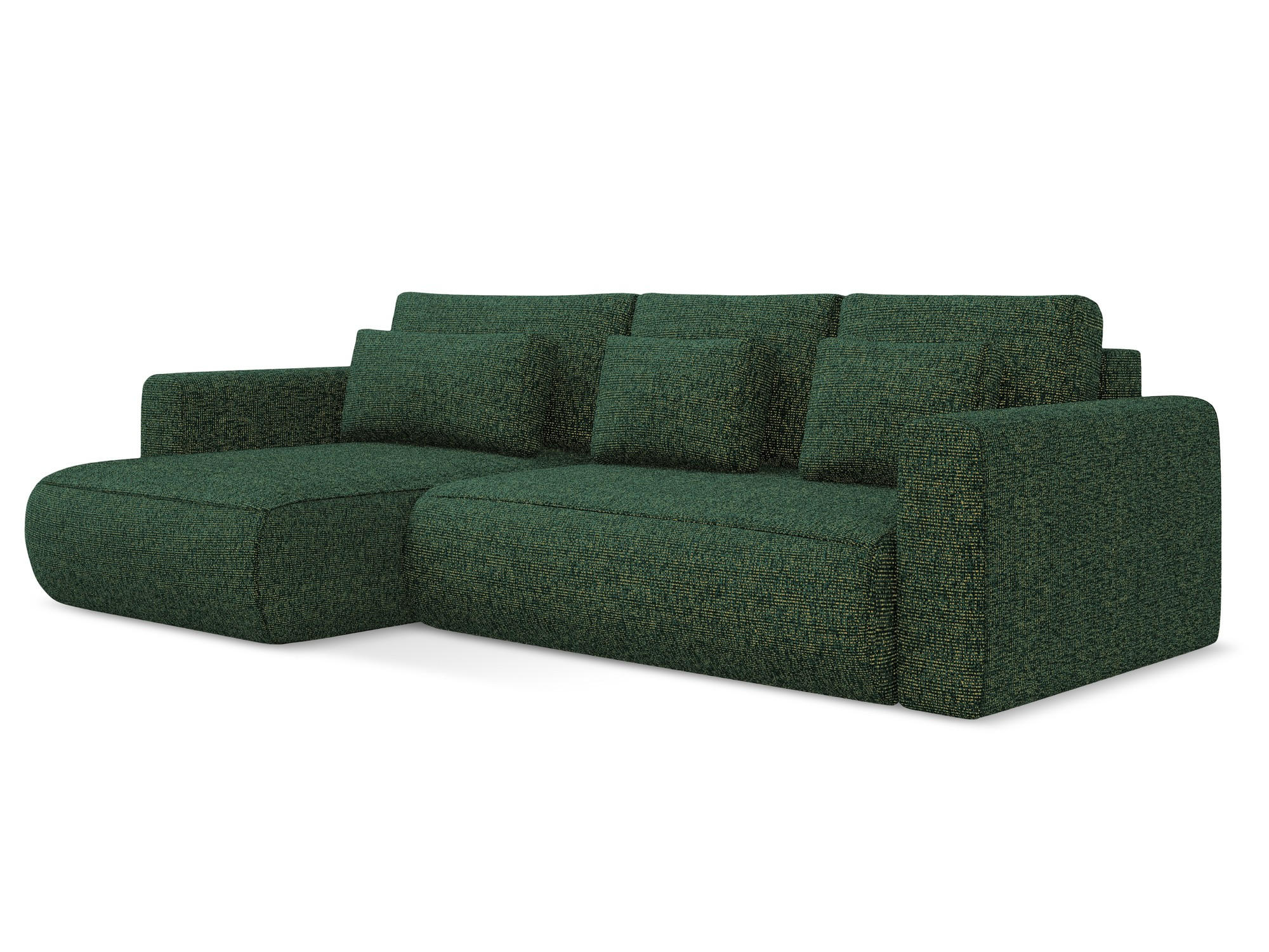 ECKSOFA mit Schlaffunktion Strukturstoff Stoff Grün - Schwarz/Grün, Kunststoff/Textil (149/278cm) - Makamii