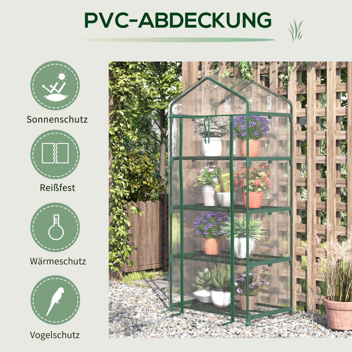 GEWÄCHSHAUS 70/160/50 cm Transparent aus Stahl mit 4 Regalböden - Transparent, Metall (50/160/70cm) - OKMYHOME