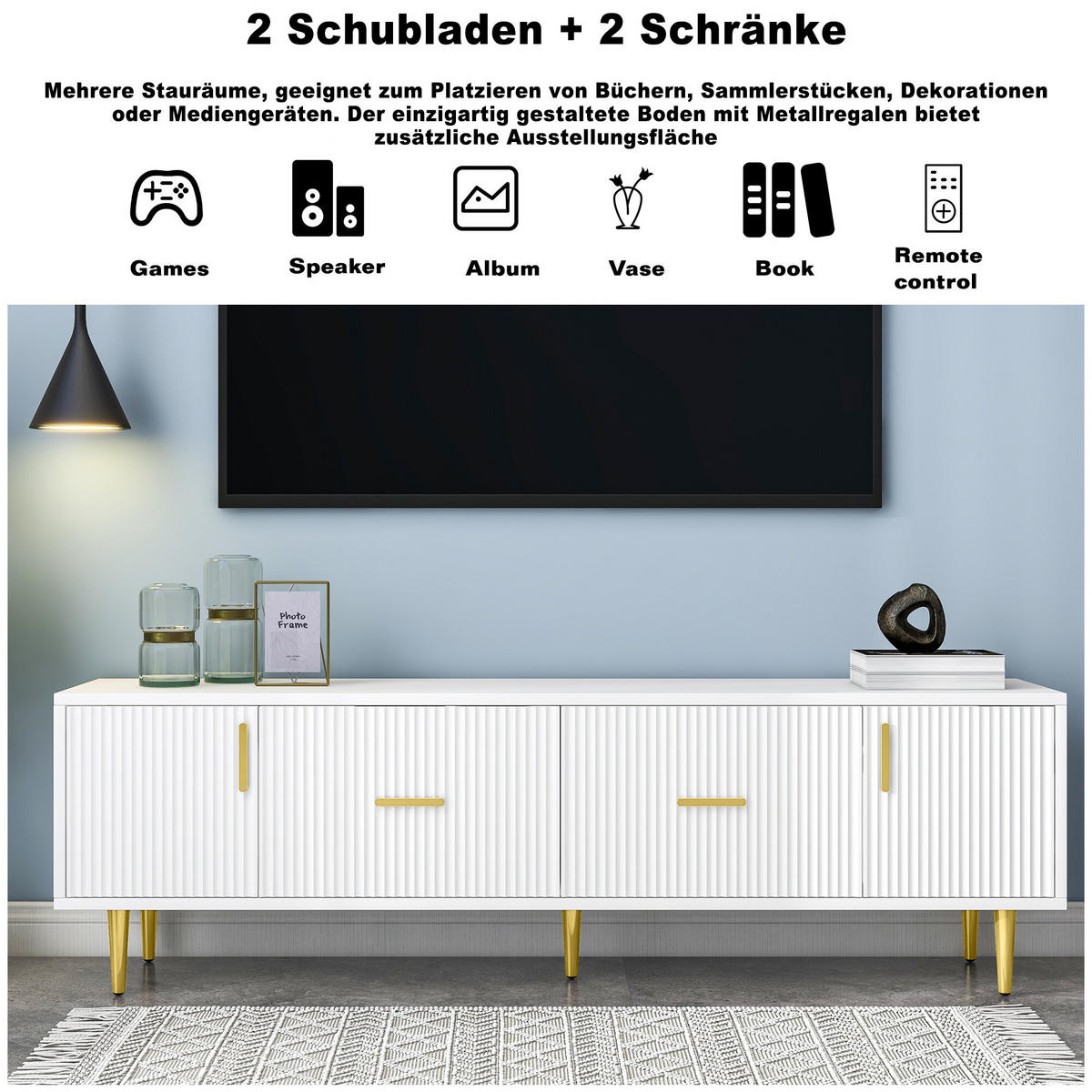 TV-MÖBEL Weiß 170/40/50CM - Weiß, Holzwerkstoff/Metall (40/50/170cm) - Urban Meuble