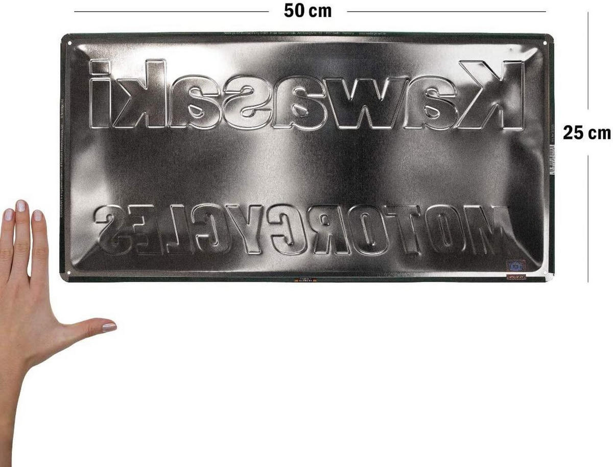 BLECHSCHILD 25/50 cm Kawasaki Motorcycles - Multicolor, Metall (50/25/1cm) - Nostalgic-Art
