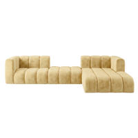 ECKSOFA Modulares In L-Form, Velvet-Stoff Riviera, Buttergelb, Rechts, GRAND 319 cm - Hellgelb, Holz (319/175cm) - Kaiser Möbel