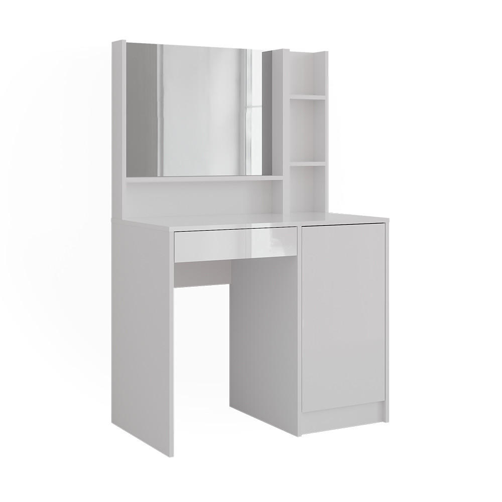 SCHMINKTISCH Sherry Weiß/Weiß Hochglanz 89.8 cm 3 Teile - Weiß Hochglanz, Holzwerkstoff (89.8/76/50.1cm) - Vicco