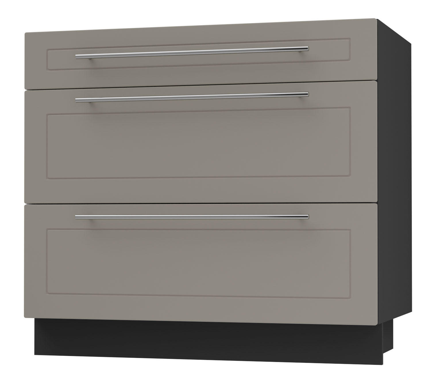 SCHUBLADENUNTERSCHRANK Kvantum D3A/90 90 / 50 / 82cm - Beige/Schwarz, Holz/Holzwerkstoff (90/82/50cm) - Feldmann-Wohnen