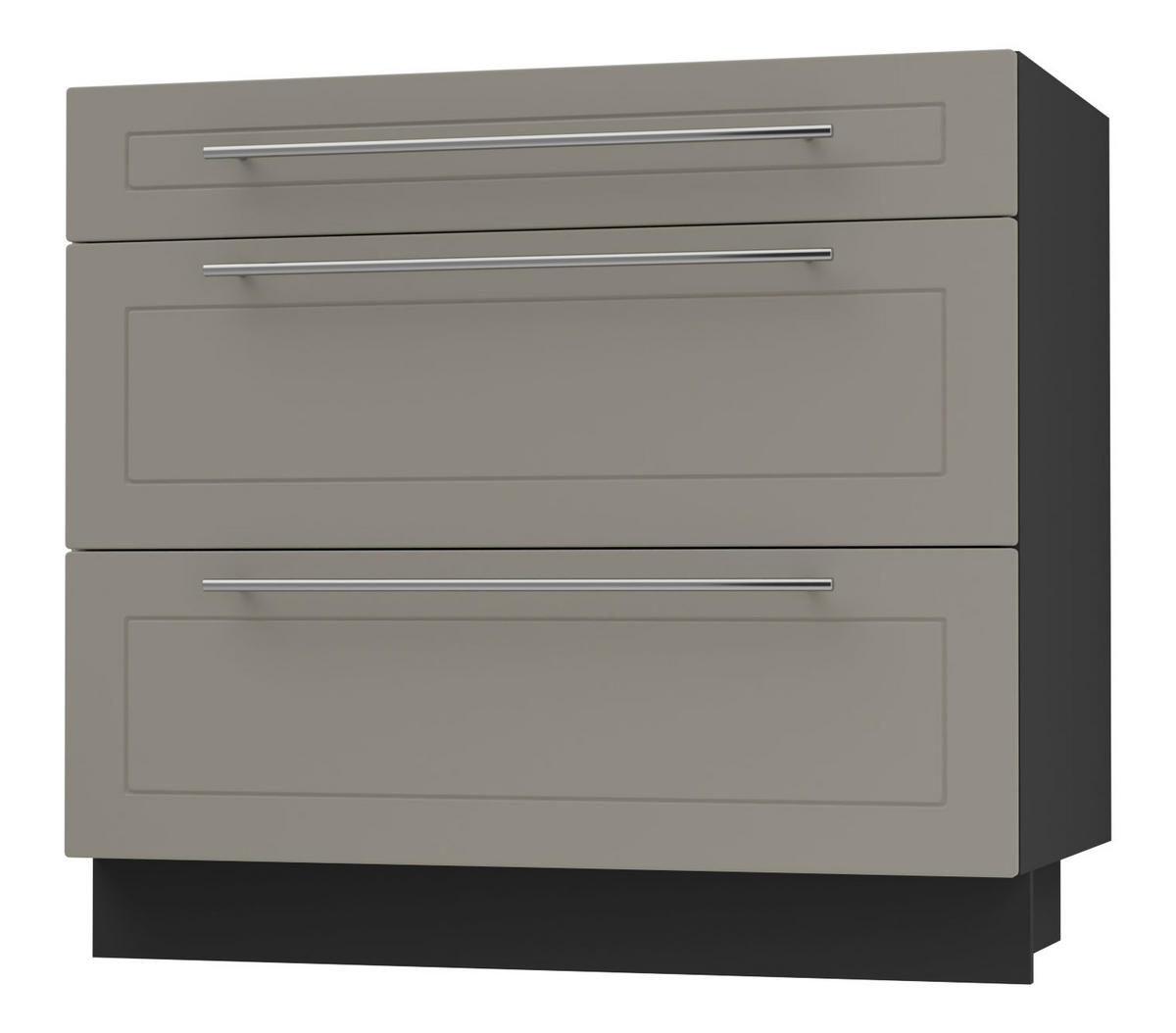 SCHUBLADENUNTERSCHRANK Kvantum D3A/90 90 / 50 / 82cm - Beige/Schwarz, Holz/Holzwerkstoff (90/82/50cm) - Feldmann-Wohnen
