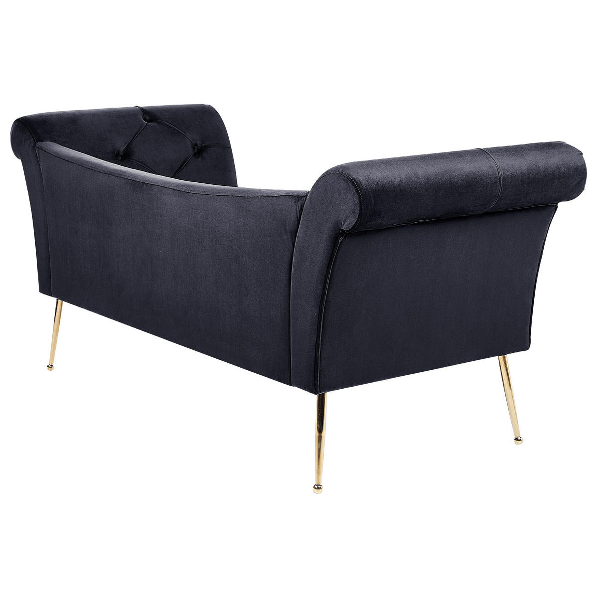 CHAISELONGUE Samtstoffschwarz/gold Nantilly - Goldfarben/Schwarz, Textil (175/76/70cm) - Beliani