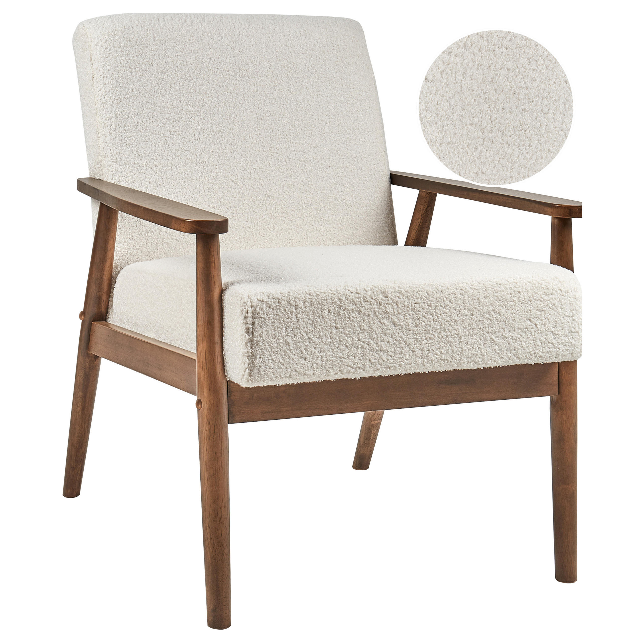 SESSEL Weiß Esrum - Creme/Braun, Textil (62/79/80cm) - Beliani