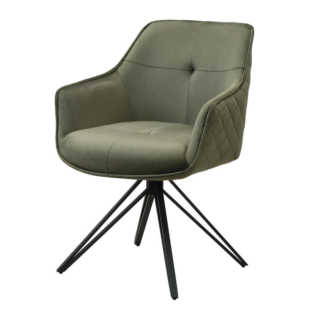 ARMLEHNENSTUHL - Grün, Textil/Metall (60/82/62cm) - home24