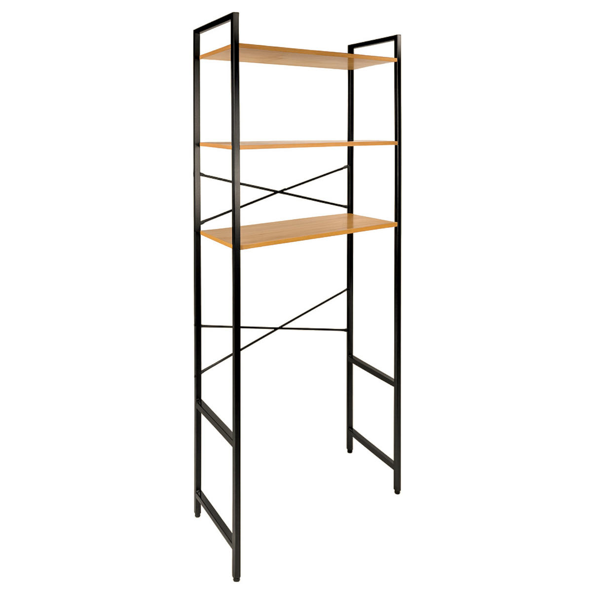 STANDREGAL Holzoptik Metall Eichefarben Schwarz für Waschmaschine 186×66×30 cm - Eichefarben/Schwarz, Holzwerkstoff/Metall (66/186/30cm) - Begryf