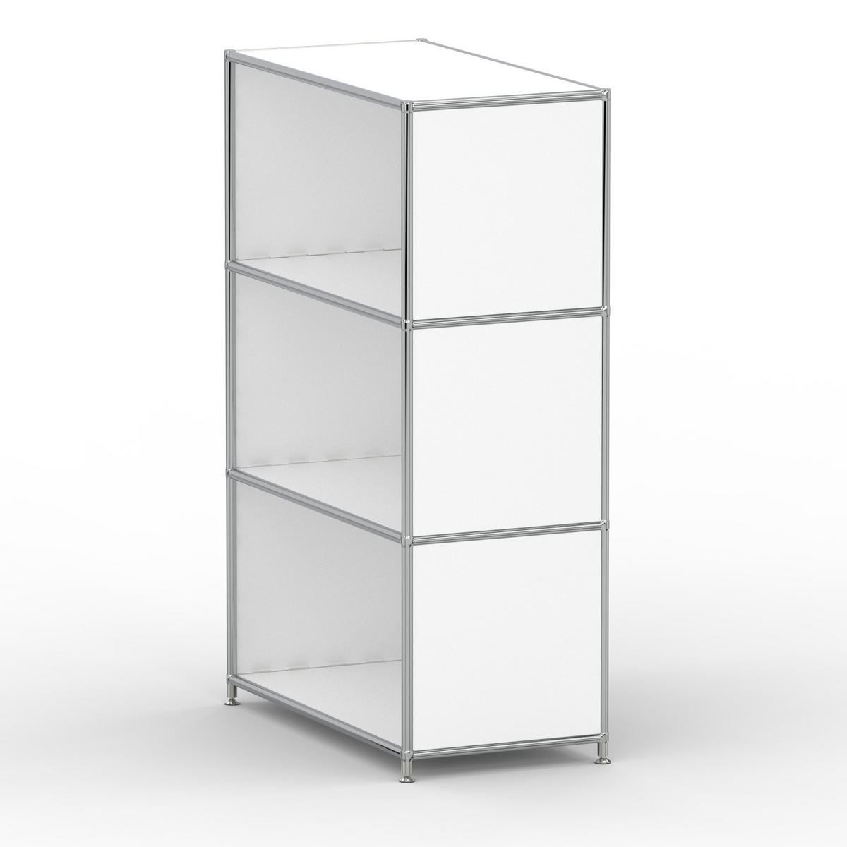 AKTENSCHRANK Büro, 3 offene Fächer, Breite 77 cm, Signalweiß - Chromfarben/Weiß, Metall (40/118/77.2cm) - Versee