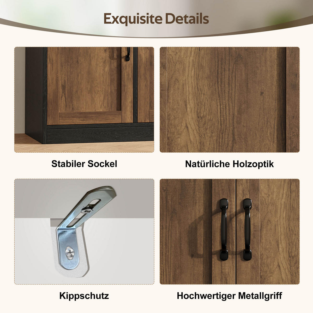 KÜCHENSCHRANK Vorratsschrank mit RGB-LED Steckdosen 6 Türen 1 Schublade 180cm - Naturfarben, Holzwerkstoff (110/180/40cm) - Urban Meuble
