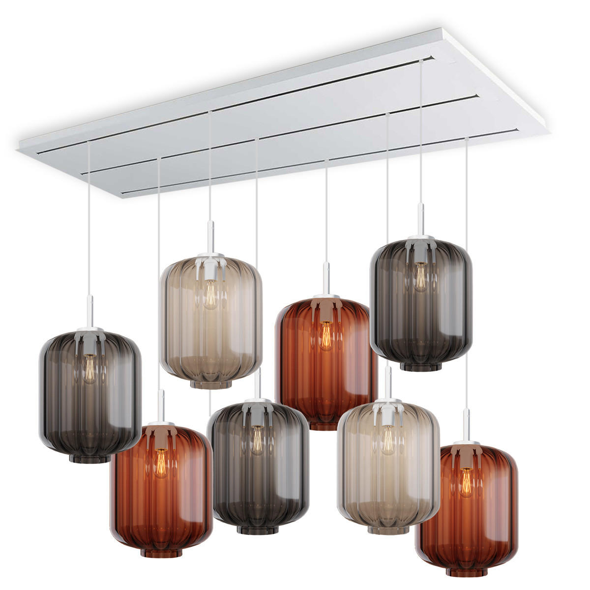 HÄNGELEUCHTE Velo 8-flammig Mehrfarbig Ø 25cm - Multicolor/Weiß, Glas (25/25/27cm) - s.luce