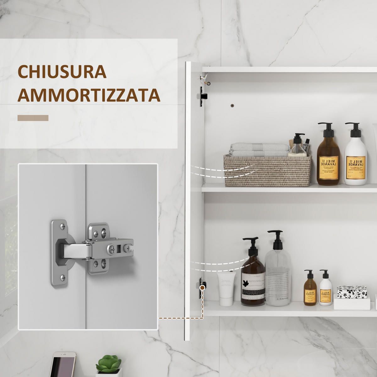 SPIEGELSCHRANK, Spiegelschrank mit USB-Ladeanschluss, 90 x 15 x 70 cm ,Weiß - Weiß, Glas (90/70/15cm) - Vallsero
