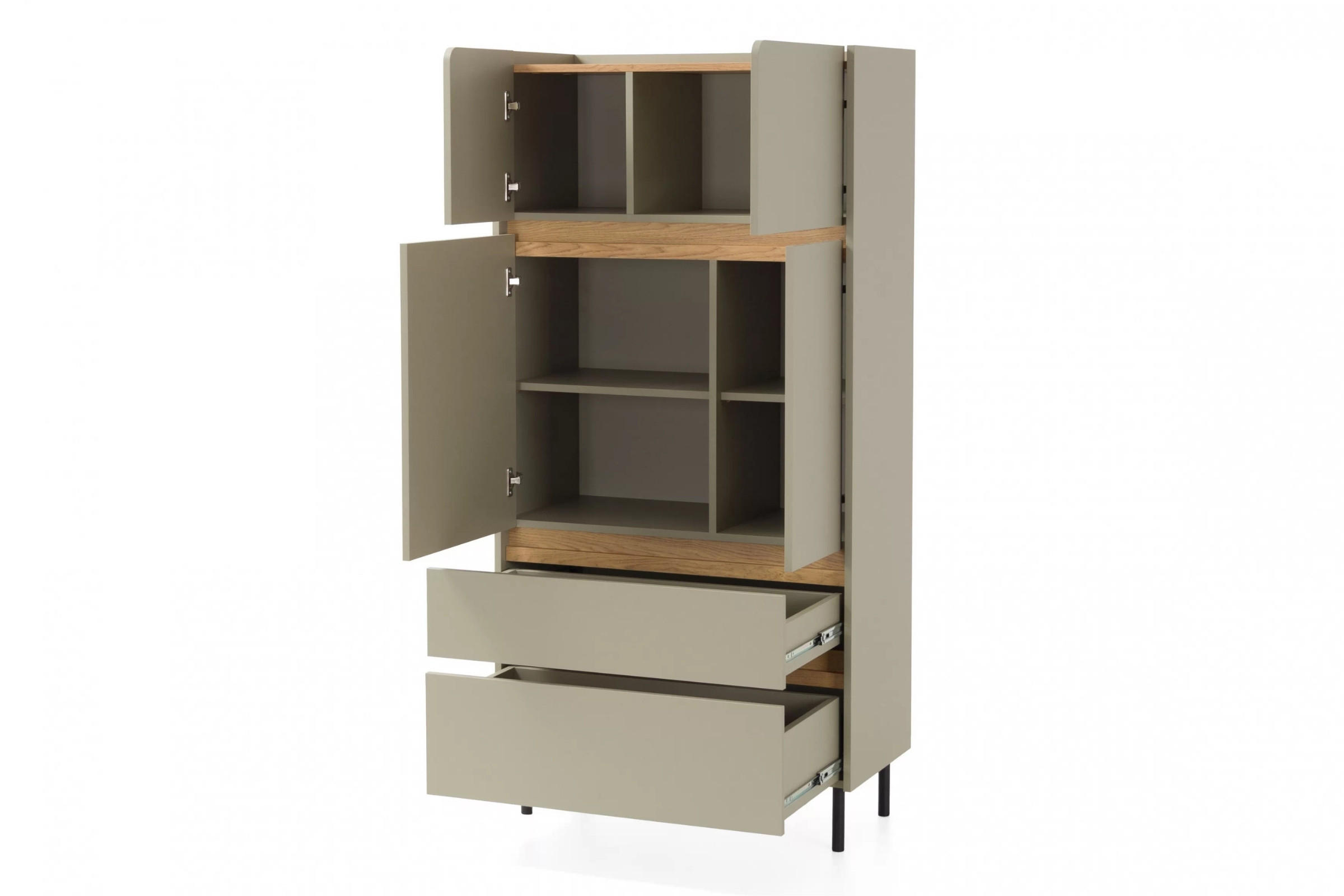 KINDERHOCHKOMMODE LIBU 05 80/40/165 in Eukalyptus / Baltic Düne Eiche - Alteiche/Eukalyptusholzfarben, Holzwerkstoff (80/165/40cm) - Deine Möbel 24