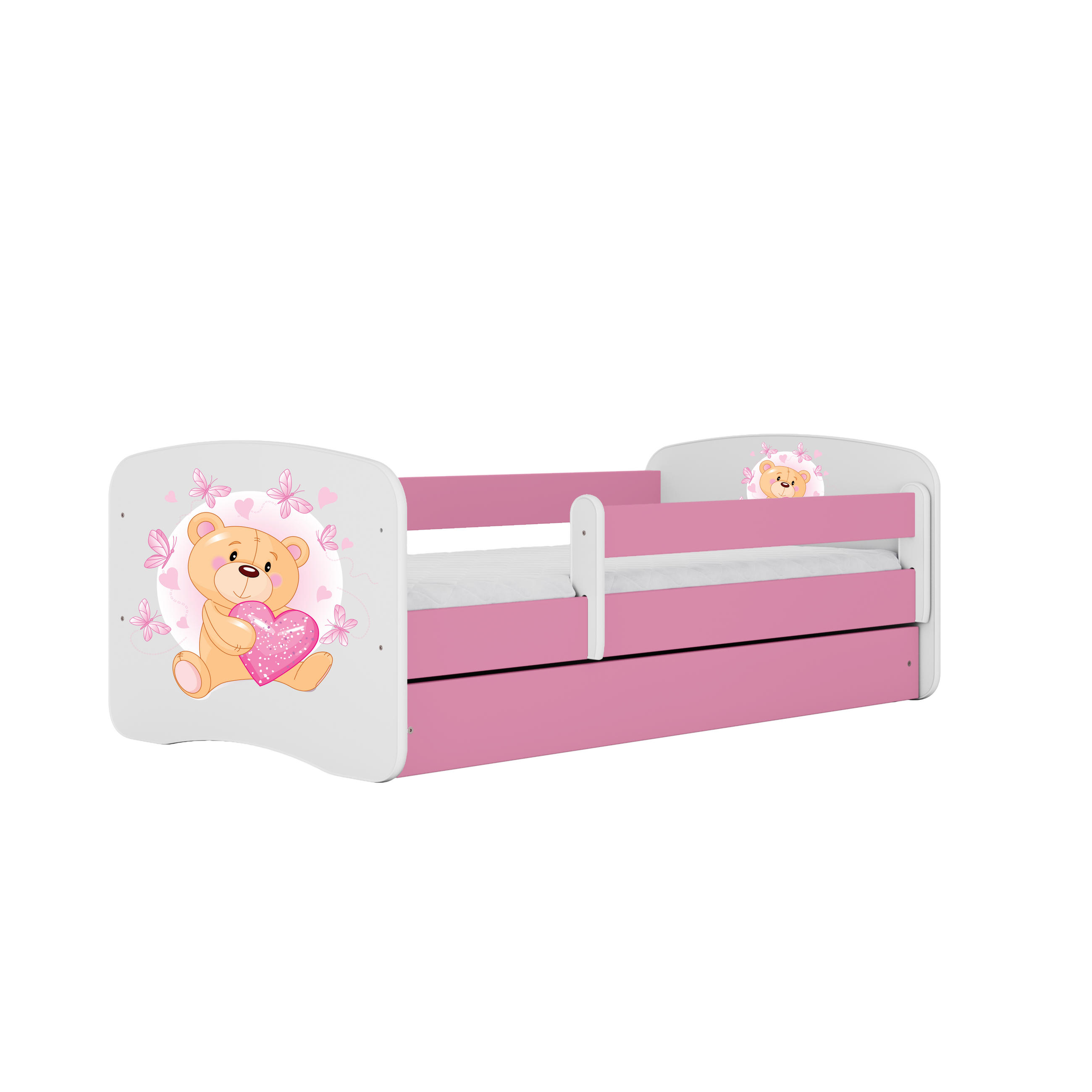 KINDERBETT Schmetterlingsbär mit Schublade 160/80 90/61/164 - Rosa, Holzwerkstoff (80/160cm) - RAUMHIRSCH FURNITURE