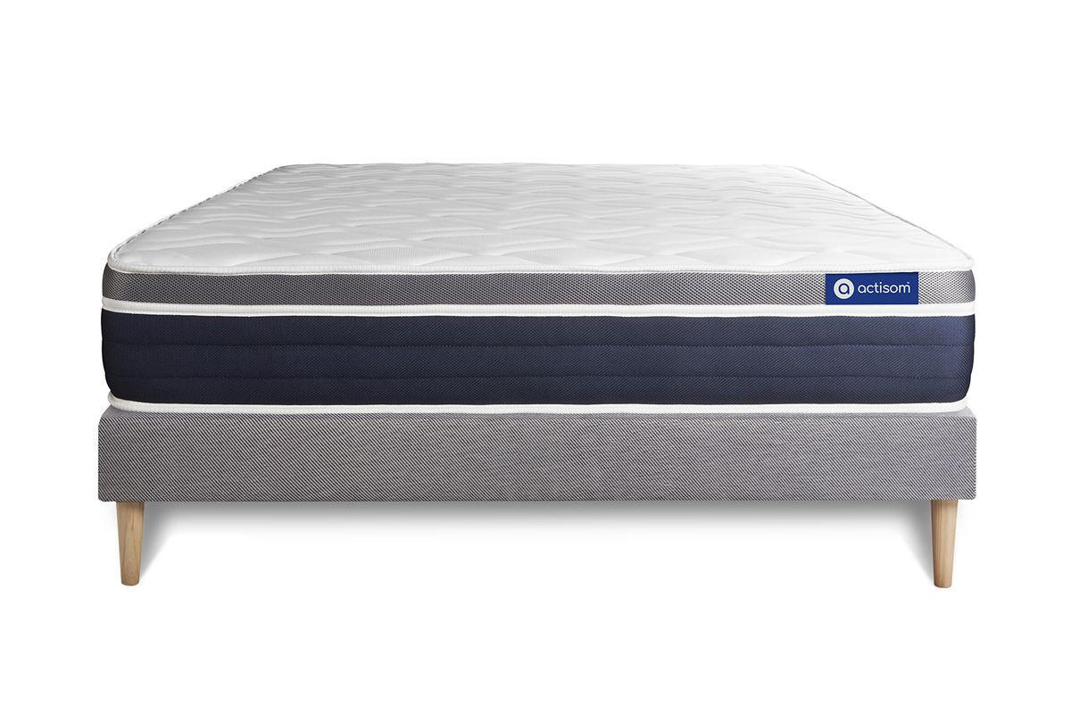 BETT Actimemo confort Memory-Schaum 150 x 190 cm h2 - Kit Bettgestell Grau - Beige/Grau, Karton/Holz (150/190cm) - ACTISOM