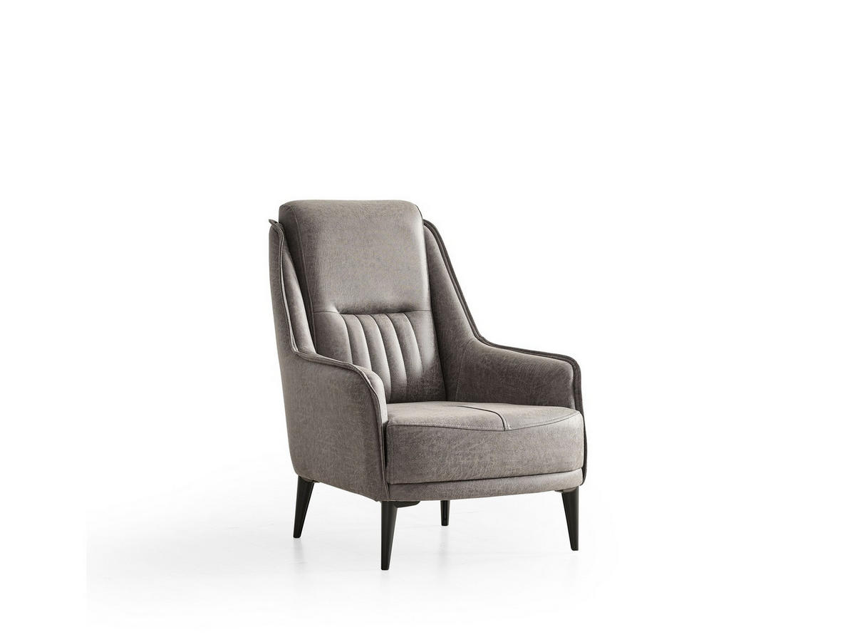 SITZGARNITUR Regina, Grau Stellvariante 3+1+1 - Grau, Holzwerkstoff/Kunststoff (243/85/95cm)
