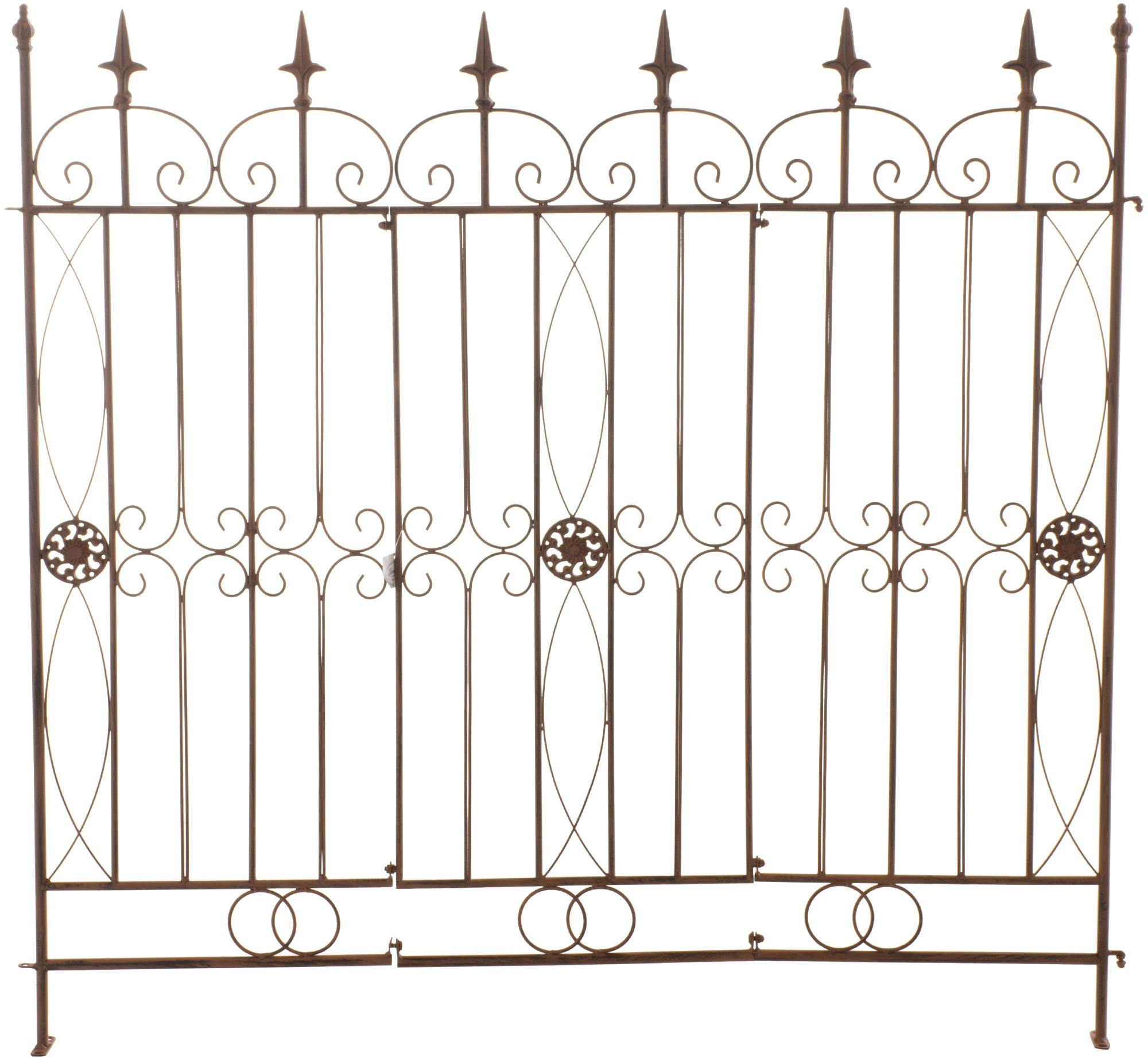 GARTENZAUN Metall antik braun - Braun, Metall (124/116cm) - CLP