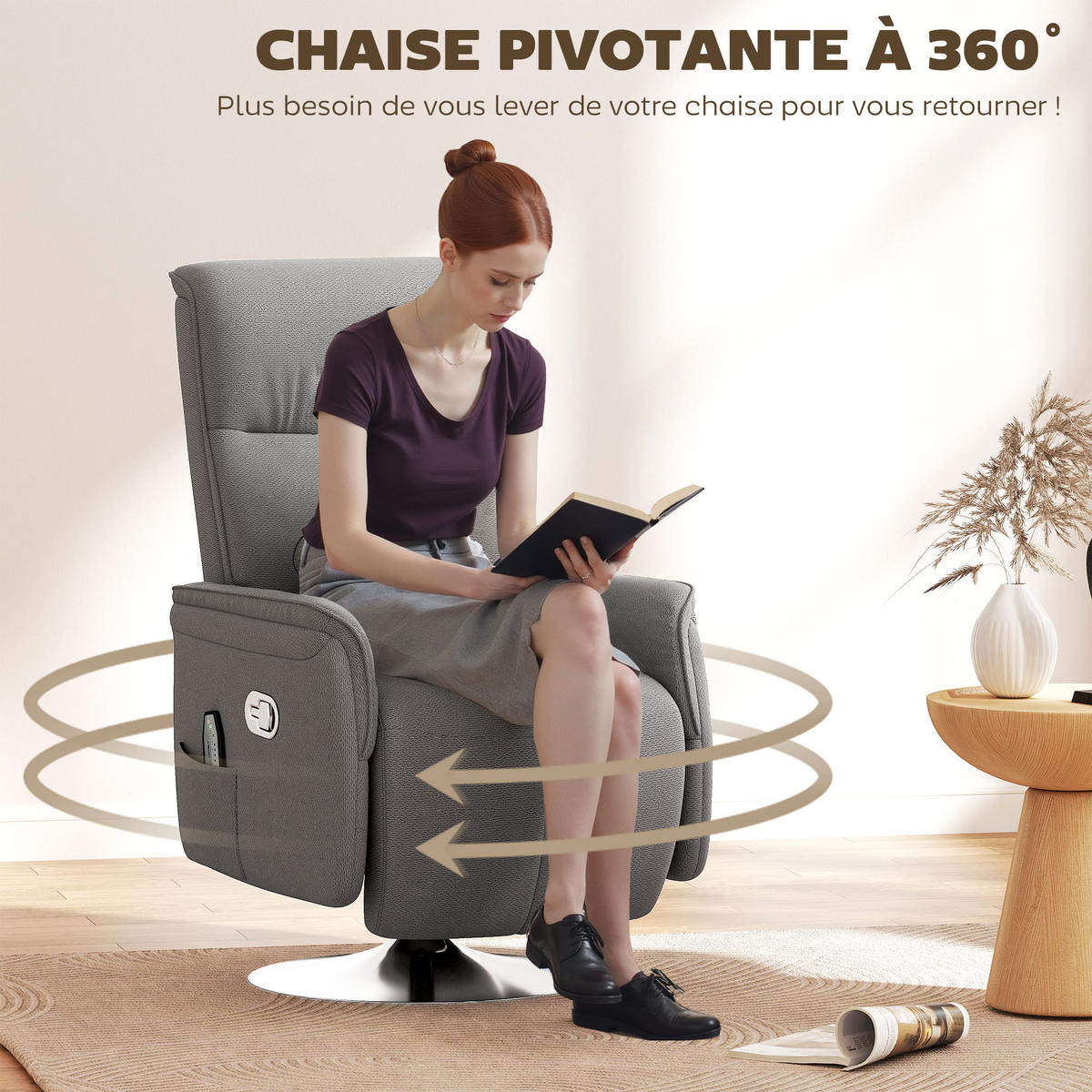 MASSAGESESSEL DE-15433 10 Massagepunkte mit 360° Drehung Grau - Grau, Metall (68.5/117/77cm) - ComfortXL