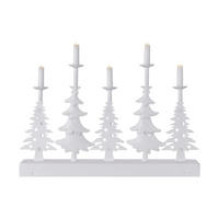 LED-WEIHNACHTSLEUCHTER mit Bäumen und Kerzen, Warmweiß, 24 cm, mit Timer - Weiß, Metall (32.5/24/5cm) - LAALU