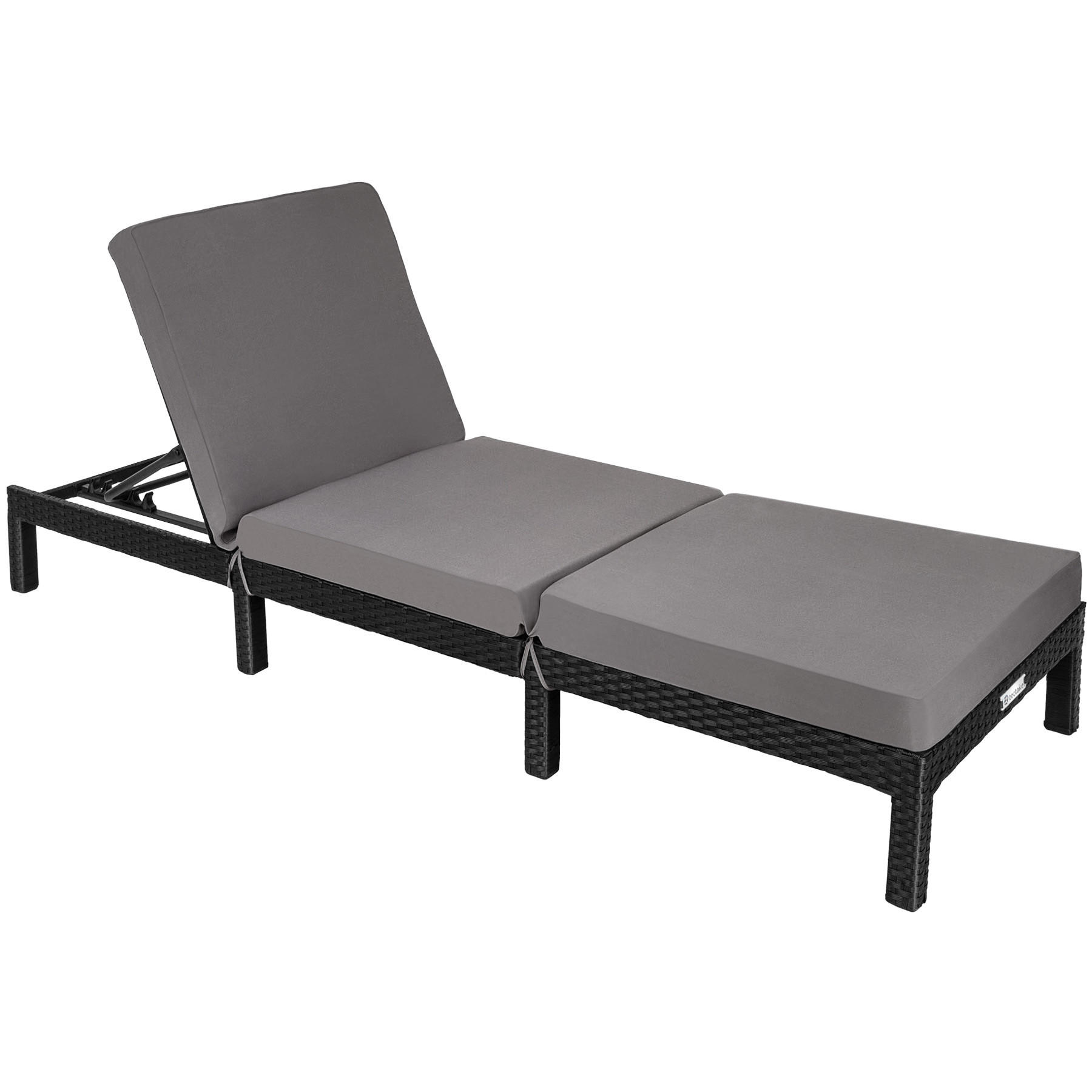 RATTAN-SONNENLIEGE Sofia,196 x 66 x 27 cm,schwarz - Schwarz, Kunststoff (66/27/196cm) - tectake