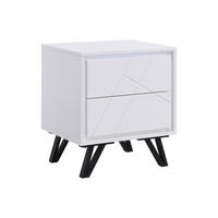 NACHTTISCH mit 2 Schubladen & LED-Beleuchtung aus MDF - Weiß lackiert - SALIANO - Weiß, Holz (48/55/40cm) - Vente-Unique