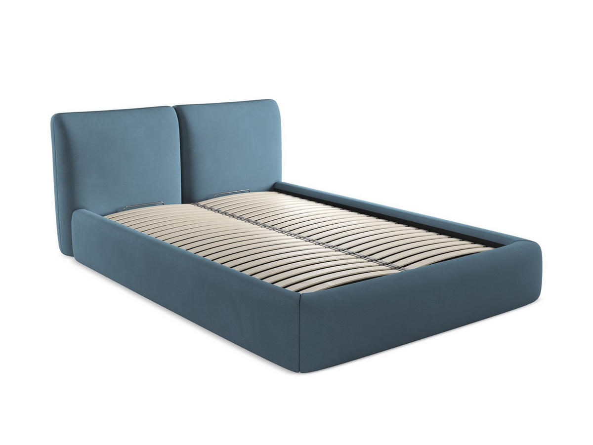 POLSTERBETT mit Bettkasten und Lattenrost 160x228 Blau - Blau/Blaugrau, Kunststoff/Textil (140/200cm) - Makamii