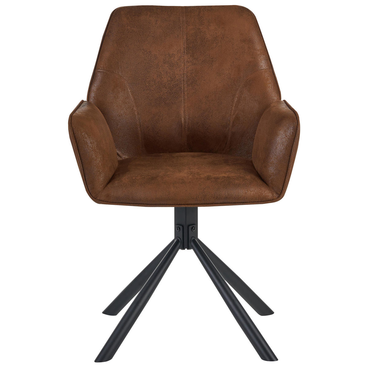 ESSZIMMERSTUHL 2er-Set drehbar Kunstwildleder Braun Warner - Braun, Textil (63/94/58cm) - Beliani