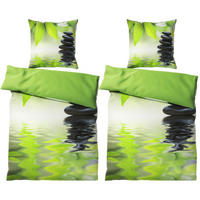 BETTWÄSCHE 4-teilig Harmony - Grün, Naturmaterialien (135/200cm) - Sanilo