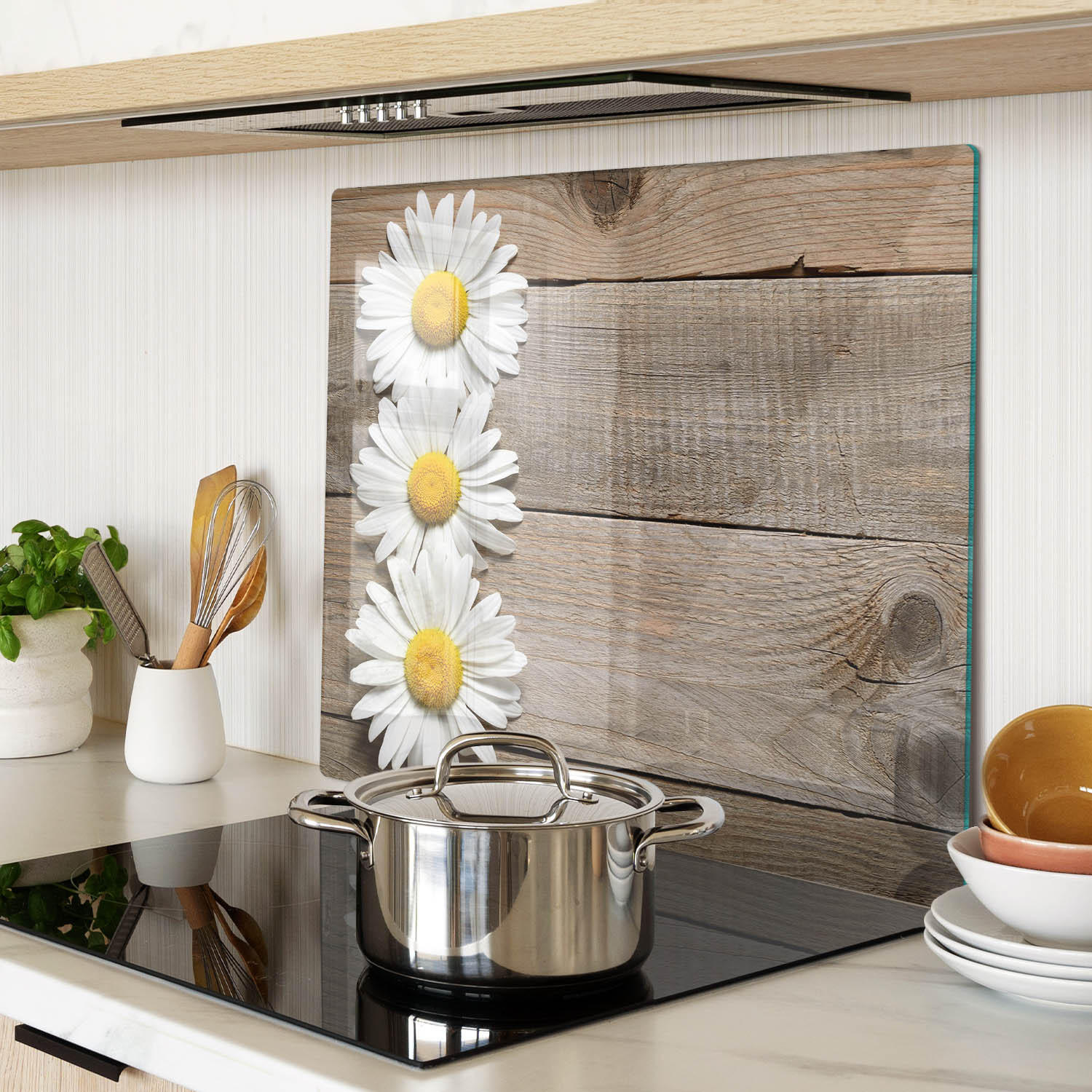 GLASPLATTE 60x52 cm Gänseblümchenholz - Braun, Glas (60/0.4/52cm) - TULUP