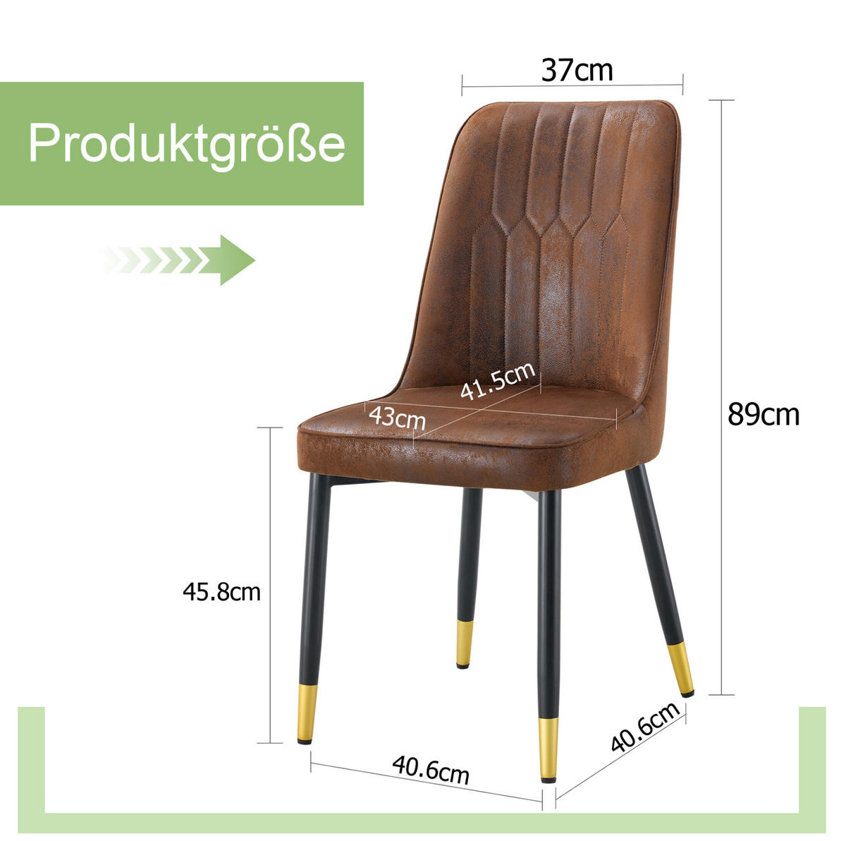ESSZIMMERSTUHL 2er-Set mit Rückenlehne Braun Schwarz - Braun, Metall (41.5/89/43cm) - Meubliv