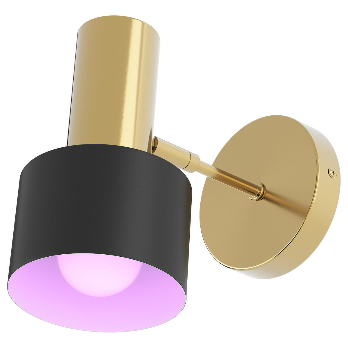 WANDLEUCHTE mit Akku-Leuchtmittel - RGB-Leuchtmittel - inkl. Fernbedienung - Messingfarben/Schwarz, Metall (23/21/25cm) - home24