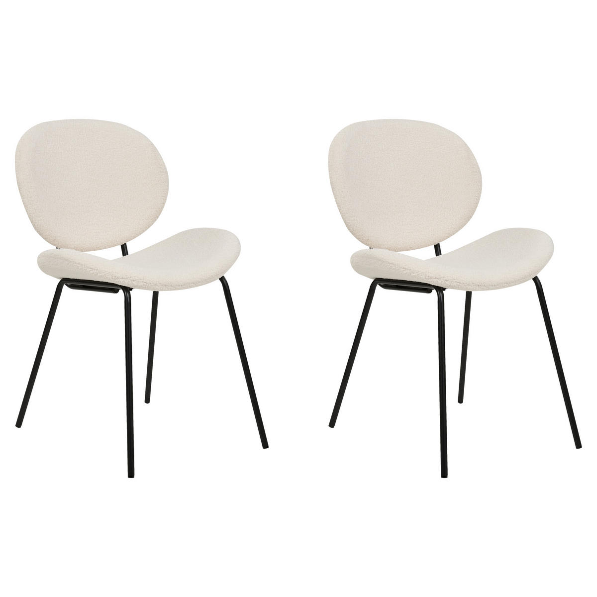 ESSZIMMERSTUHL 2er-Set Kunstleder Weiß Luana - Weiß, Textil/Metall (50/80/52cm) - Beliani