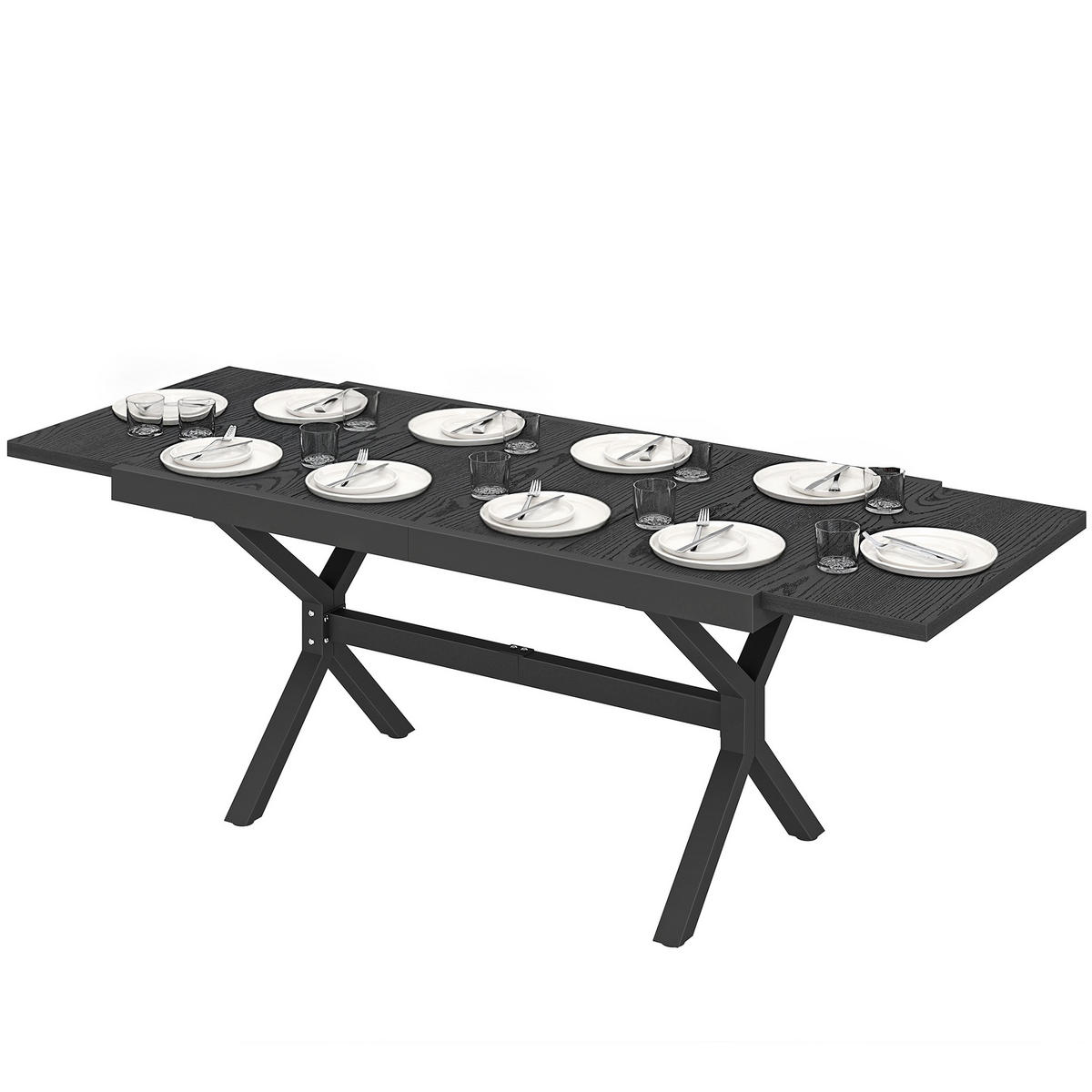 GARTENTISCH DE-14202 154-214 cm, Holzoptik Anthrazit - Dunkelgrau, Metall (214/85/73cm) - ComfortXL