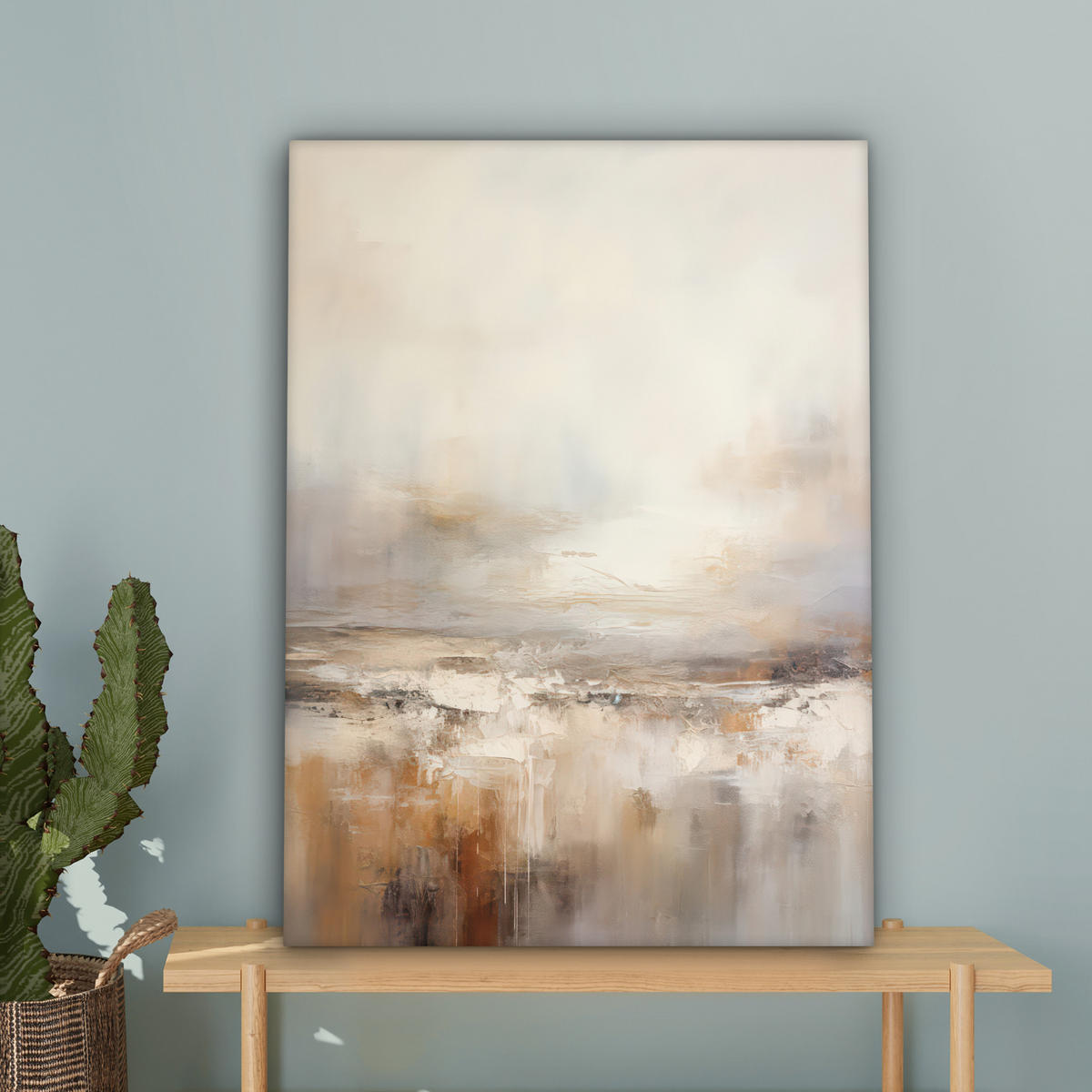 LEINWANDBILD - Kunst - Industriell - Grau - Braun - Abstrakt - 60x80 - Gemälde - Sandfarben, Textil (60/80cm) - MuchoWow