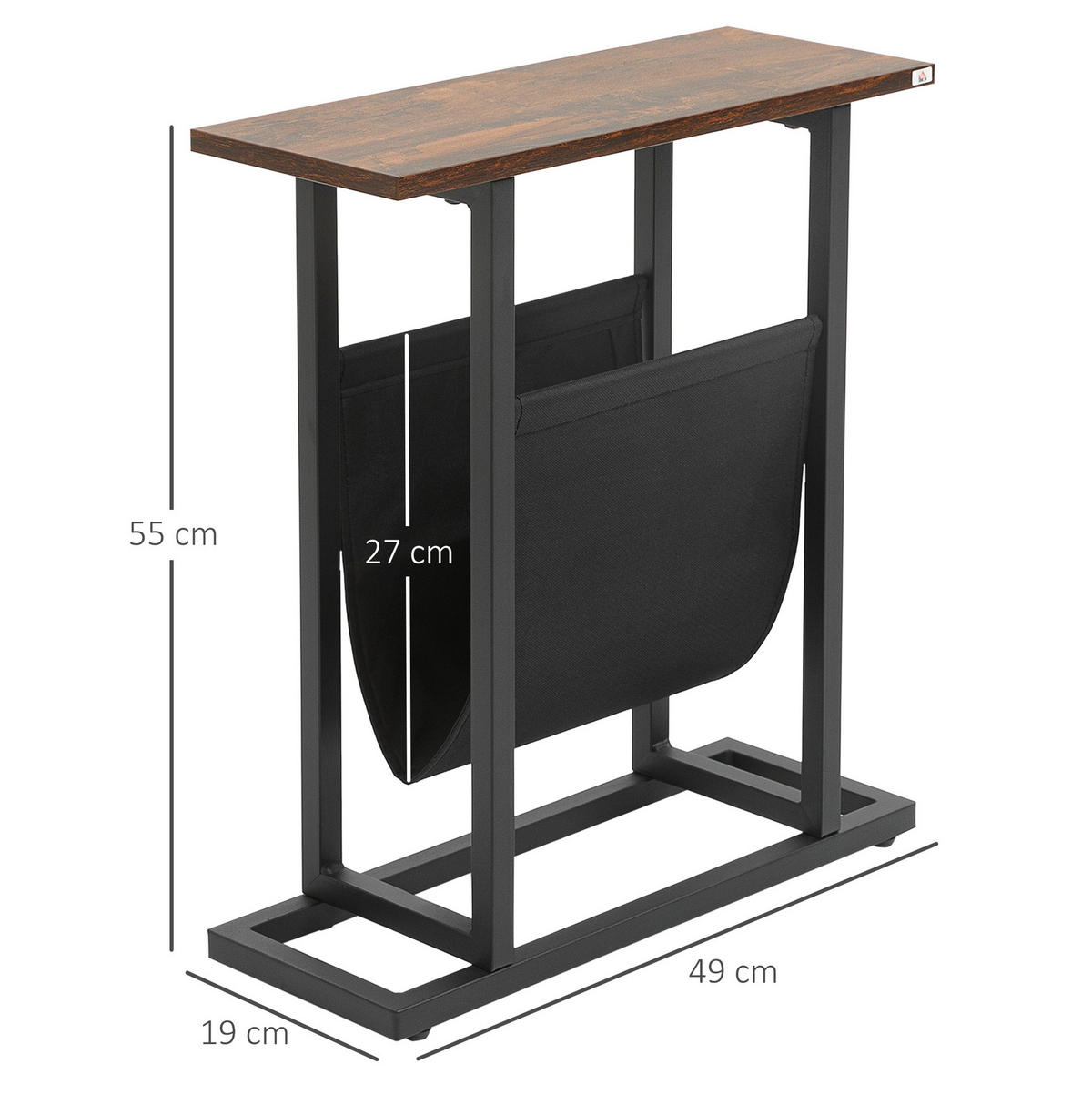 BEISTELLTISCH 49/55/19 cm Dunkelbraun aus Polyester mit Aufbewahrungstasche - Braun, Textil (49/19/55cm) - OKMYHOME