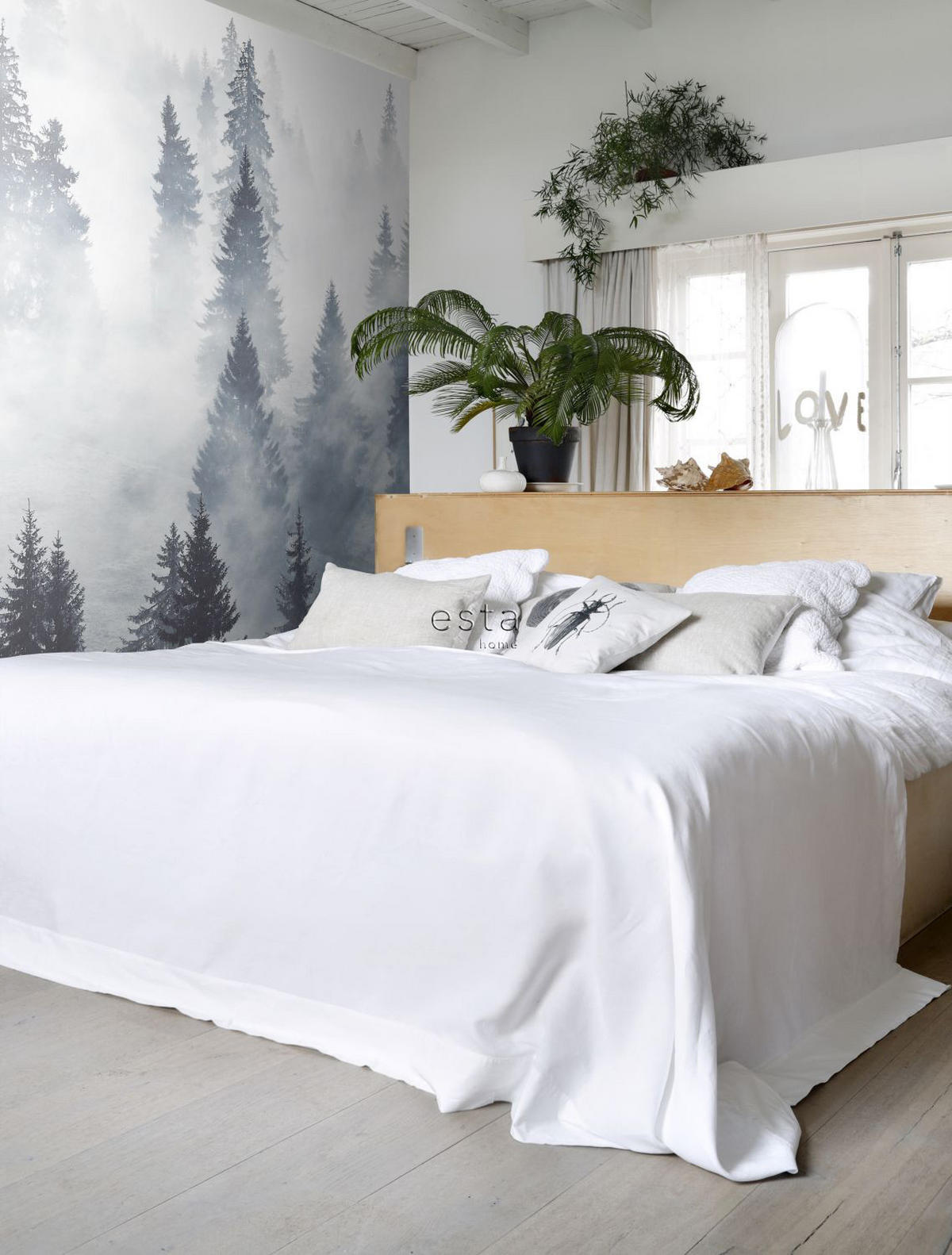 FOTOTAPETE nebliger Wald 186 x 279 cm - Grün, Papier (186/279cm) - ESTAhome