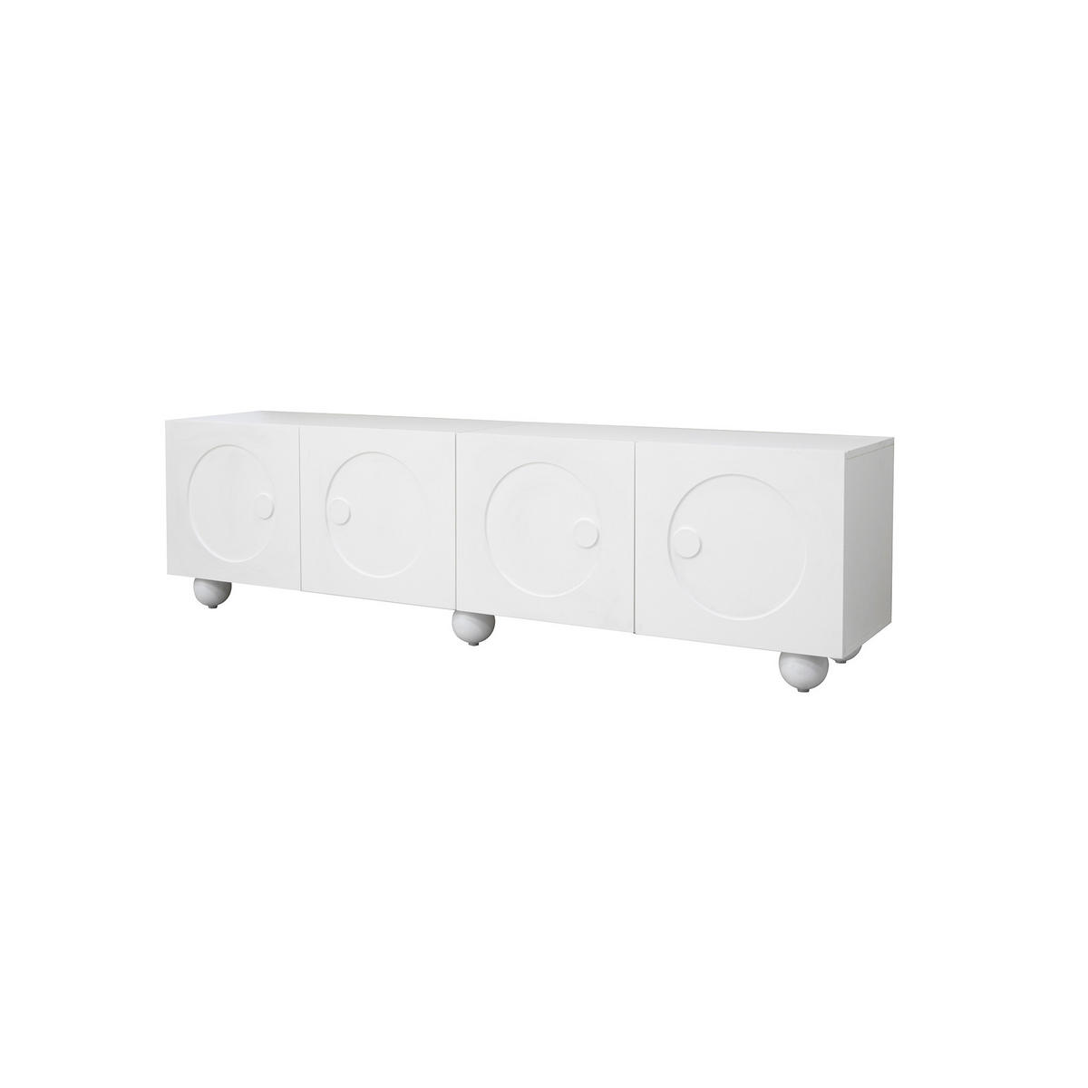 TV-SCHRANK Weiß 180,5/38/50 cm Doppeltüren Offene Fächer 3D-Türpaneele - Weiß, Karton (38/50/180.5cm) - PANGIVO