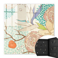 SCHLÜSSELBOX Schwarz 30x30 cm- Türöffnung nach rechts - Abstrakte Blumen - Creme, Metall (30/30/5cm) - TULUP