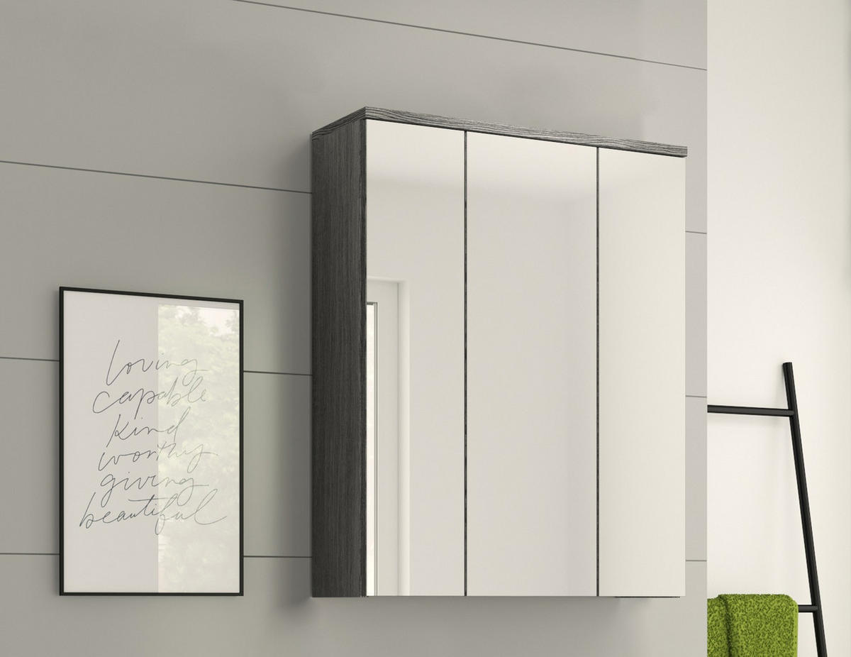 SPIEGELSCHRANK Blake Bad in Rauchsilber Nachbildung und Spiegelglas B/H/T: 60x77x21 cm - Silberfarben, Holz (60/77/21cm)